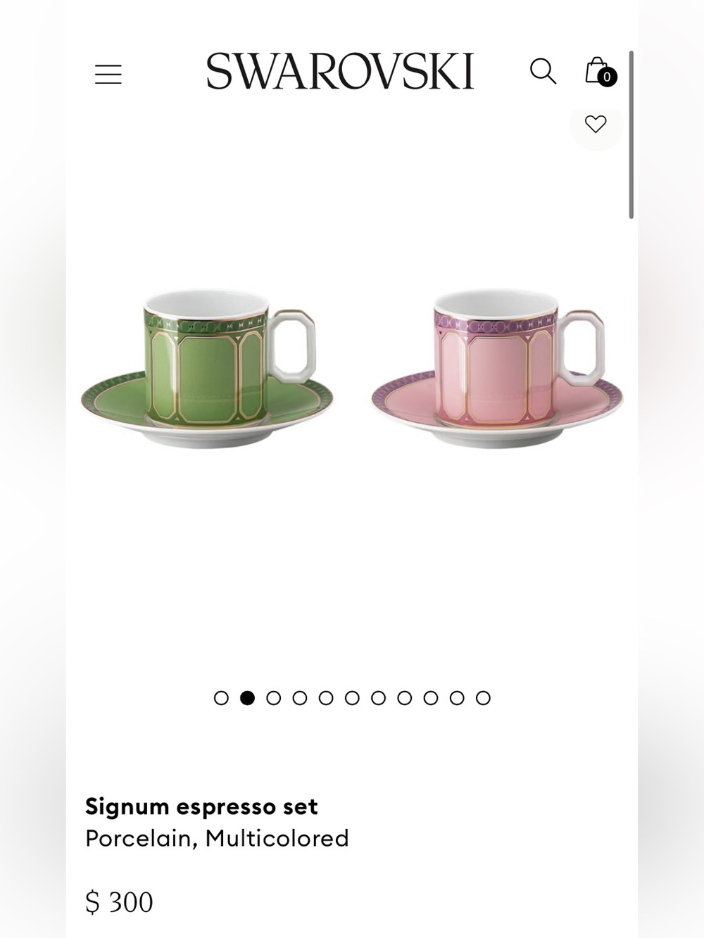 Swarovski Signum Espresso Cups & Saucer Set -